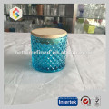 diamond handmade glass candle cup with wood lid